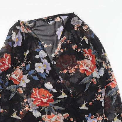 New Look Womens Multicoloured Floral Polyester Basic Blouse Size 8 V-Neck