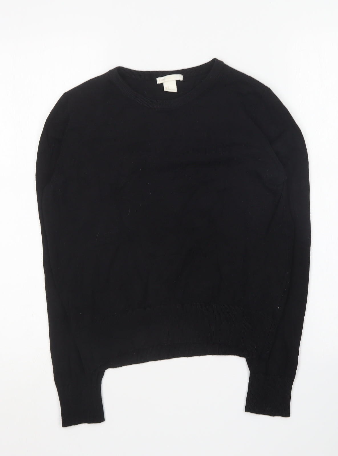 H&M Womens Black Round Neck Viscose Pullover Jumper Size S