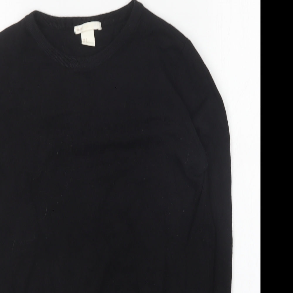 H&M Womens Black Round Neck Viscose Pullover Jumper Size S