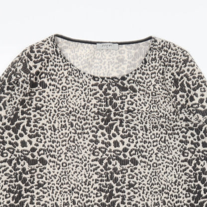 Monsoon Womens Brown Animal Print Polyester Basic Blouse Size 16 Round Neck