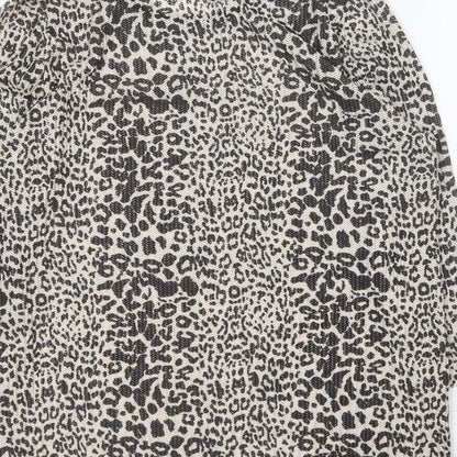 Monsoon Womens Brown Animal Print Polyester Basic Blouse Size 16 Round Neck