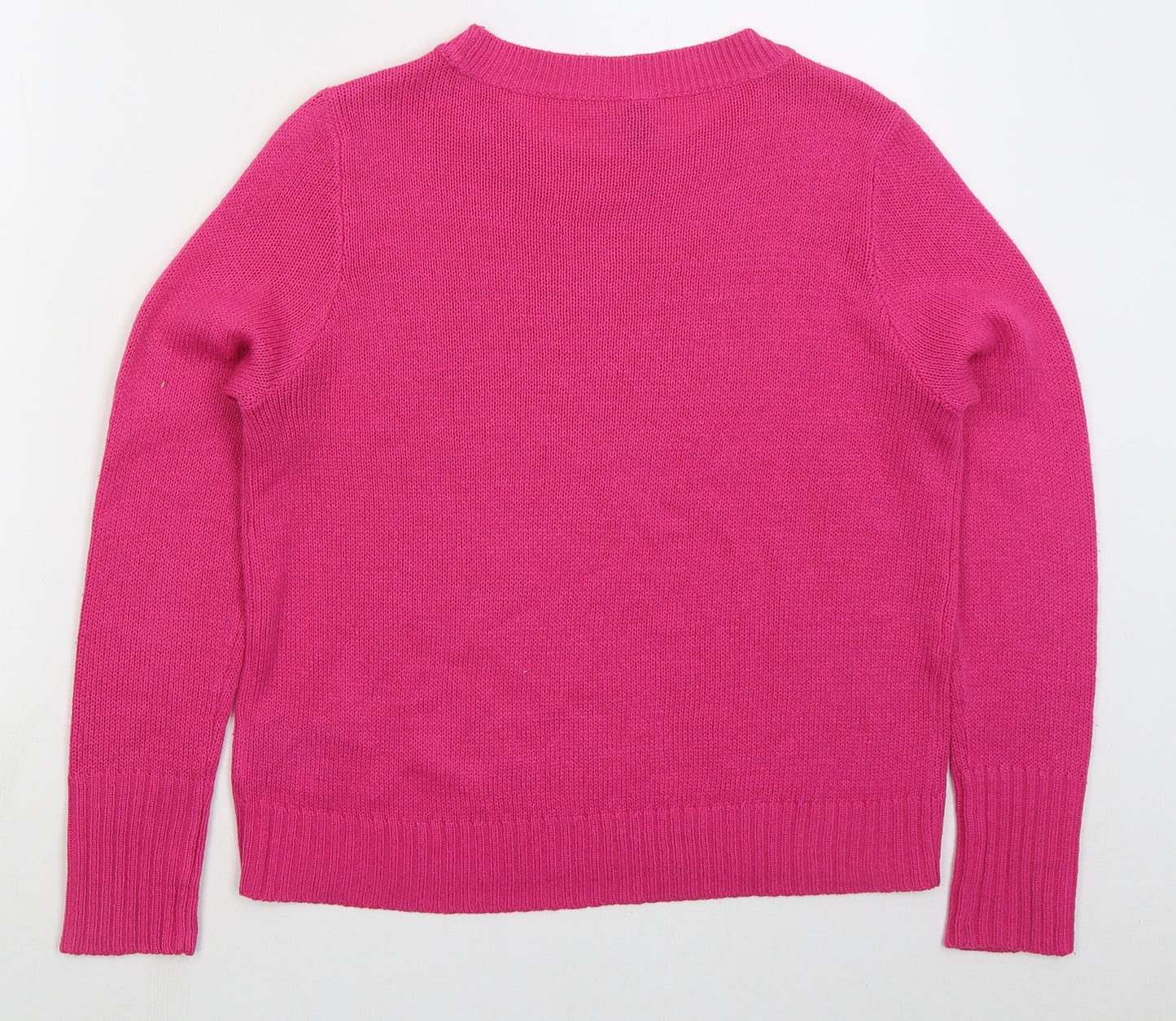 H&M Womens Pink Crew Neck Acrylic Pullover Jumper Size S