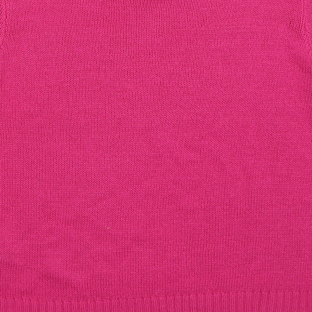 H&M Womens Pink Crew Neck Acrylic Pullover Jumper Size S