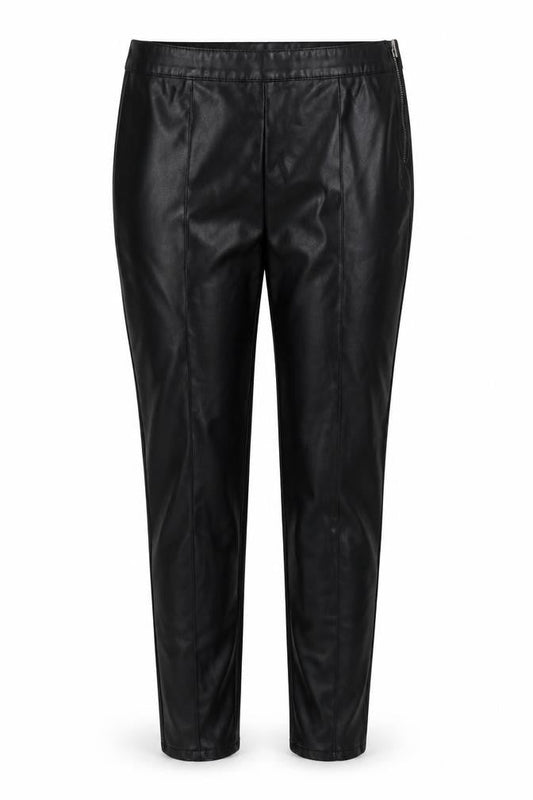 Papaya Womens Black Polyurethane Trousers Size 10 L30 in Regular Zip