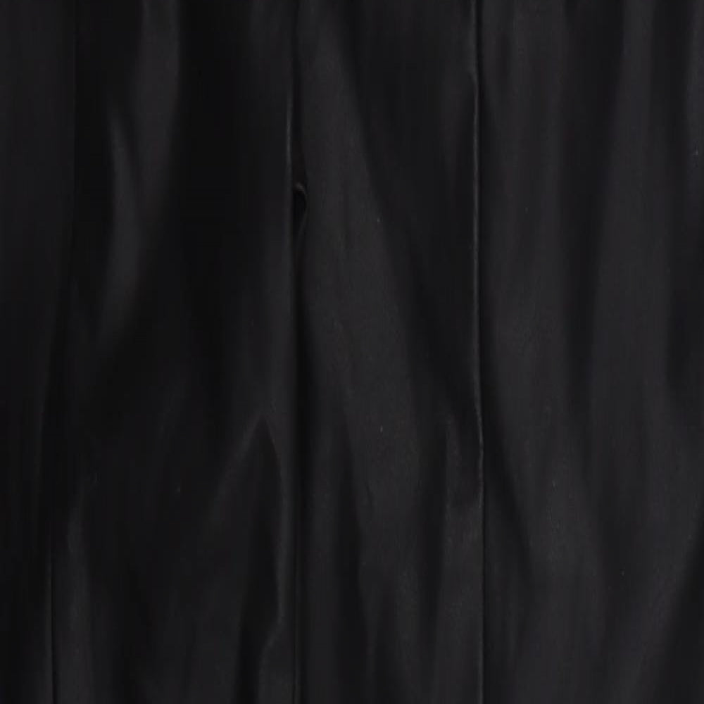 Papaya Womens Black Polyurethane Trousers Size 10 L30 in Regular Zip