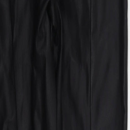 Papaya Womens Black Polyurethane Trousers Size 10 L30 in Regular Zip