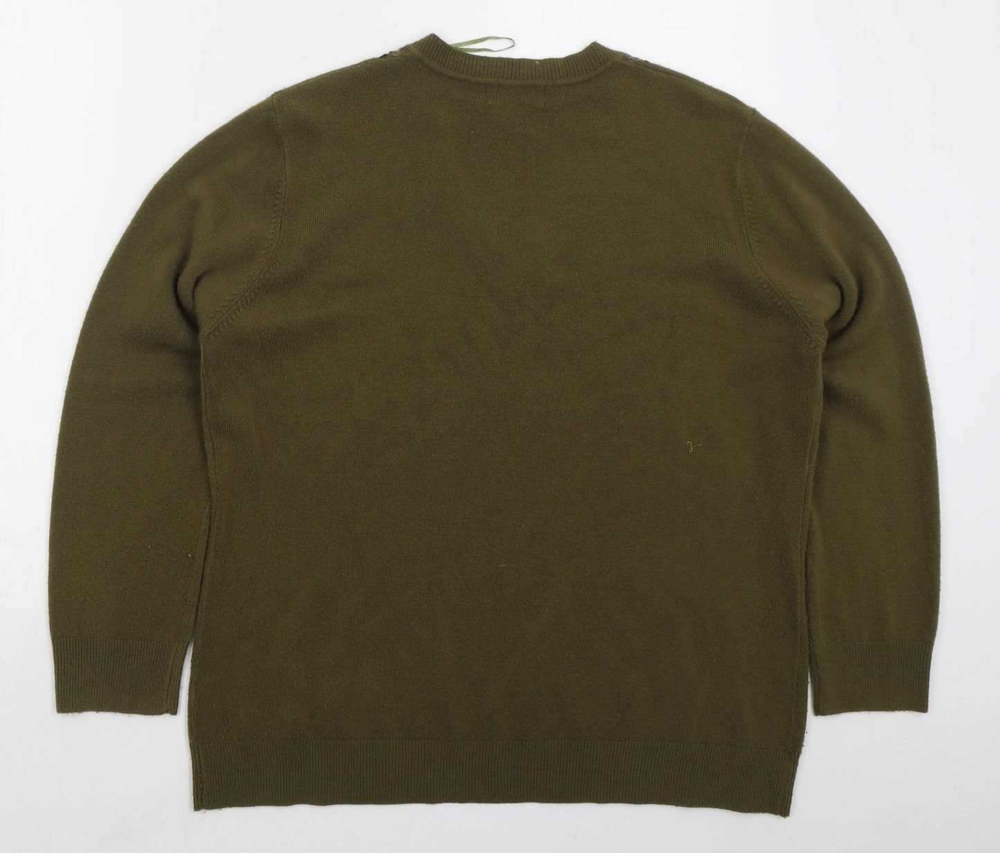 Bonmarché Womens Green V-Neck Acrylic Pullover Jumper Size L