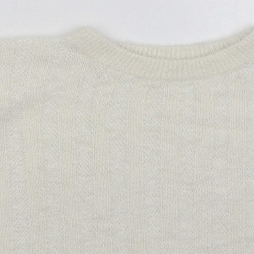 TU Womens White Crew Neck Nylon Pullover Jumper Size 20
