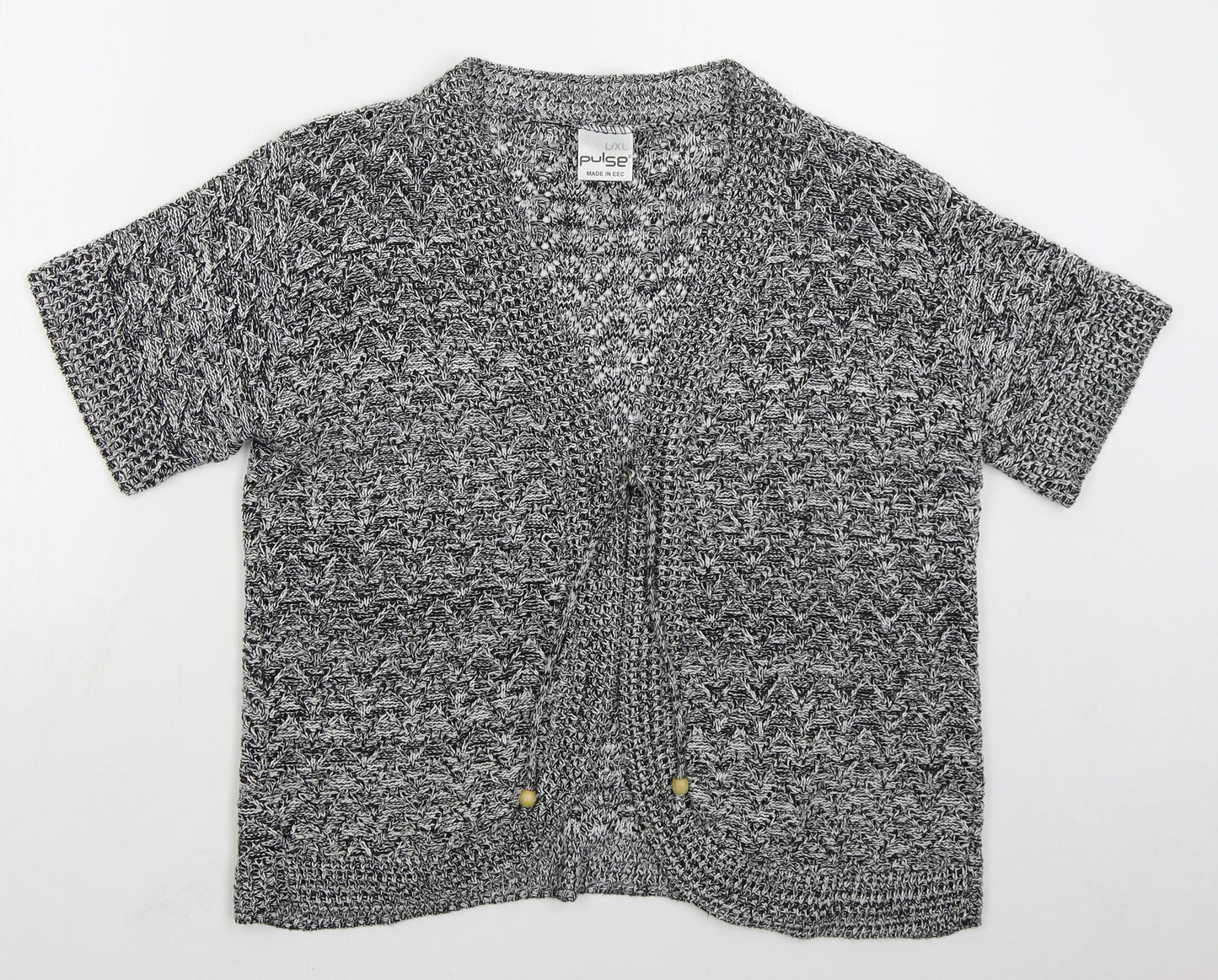 Pulse Womens Grey V-Neck Acrylic Cardigan Jumper Size L