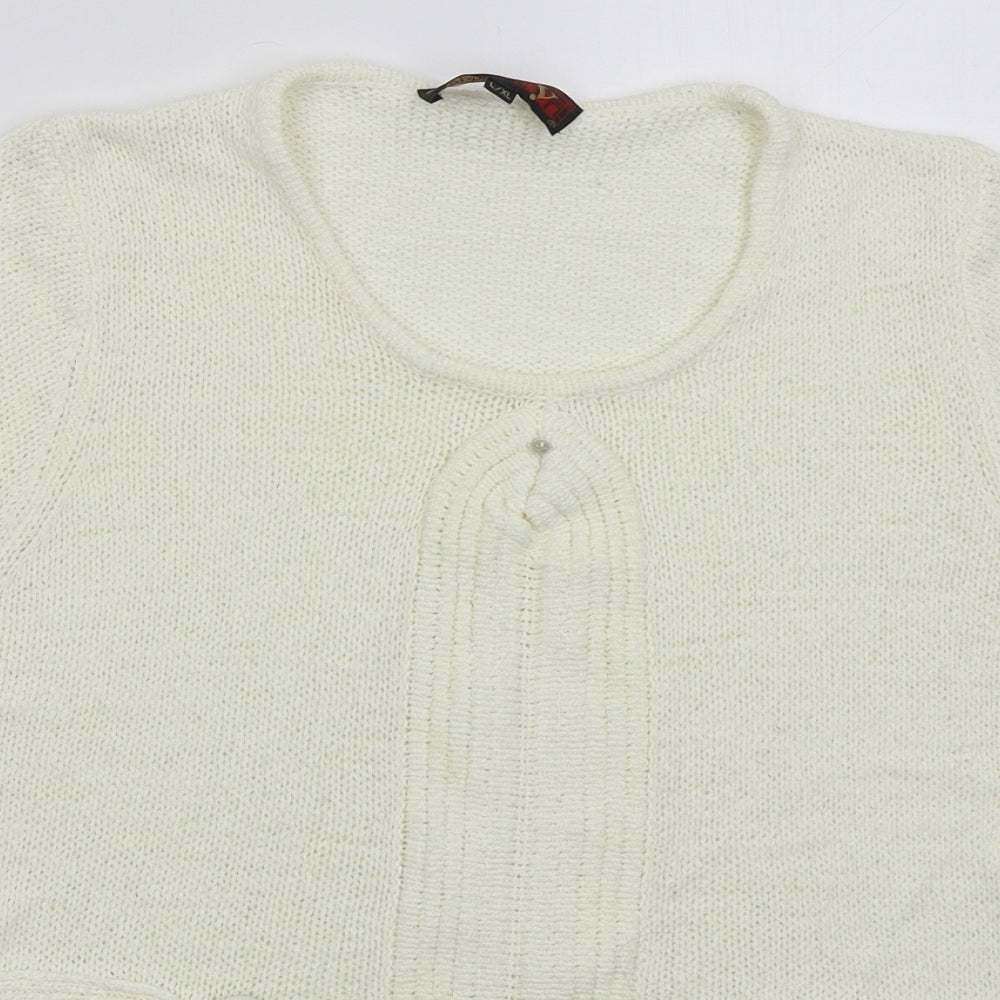 Stephen Womens Ivory Round Neck Acrylic Pullover Jumper Size L