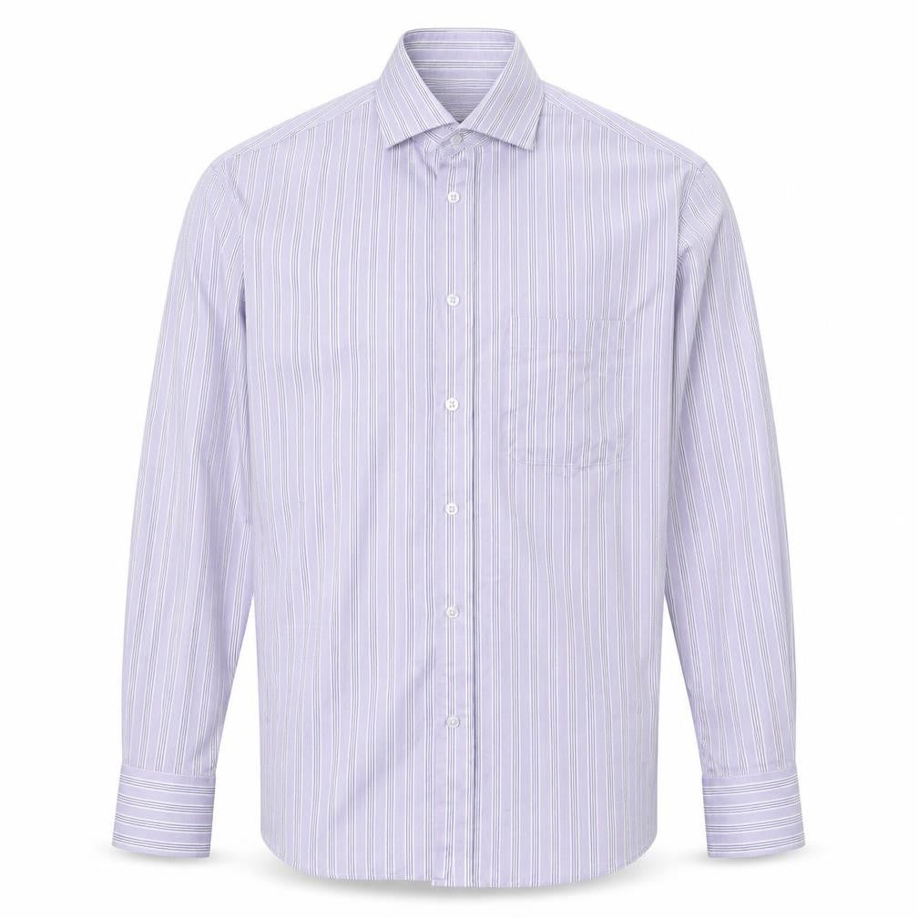 Woolworths Mens Purple Striped Cotton Button-Up Size 15.5 Collared Button