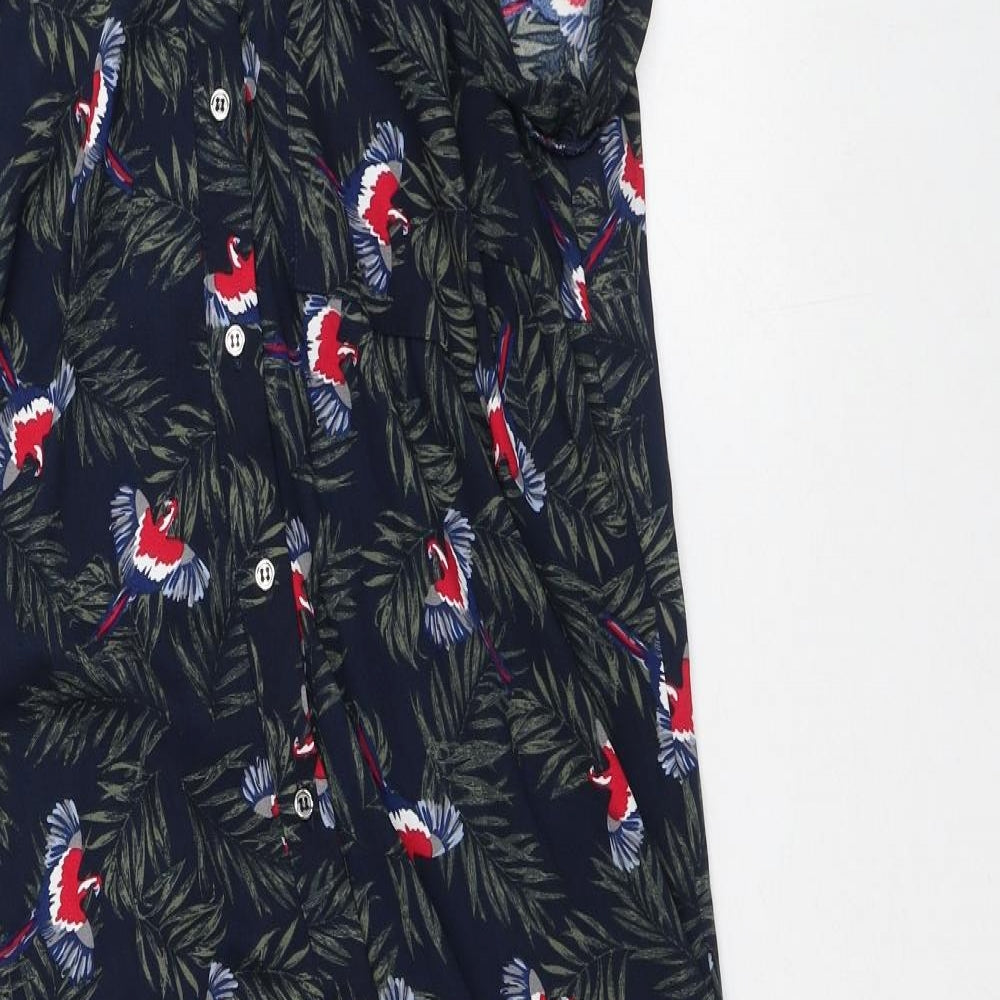Yessica Womens Green Floral Polyester A-Line Size 8 Collared