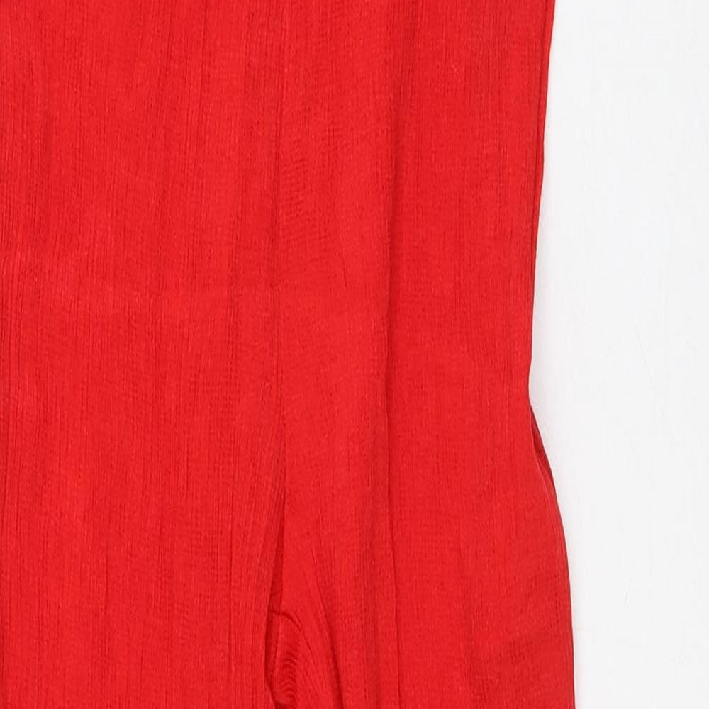 Lost Ink Womens Red Polyester Trousers Size M L25 in Regular - Bootcut