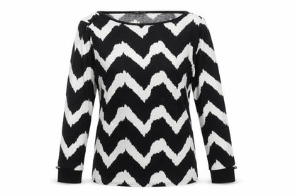 Marble Womens White Geometric Polyester Basic T-Shirt Size S Scoop Neck