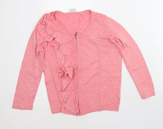 Sprit Womens Pink Round Neck Viscose Cardigan Jumper Size S