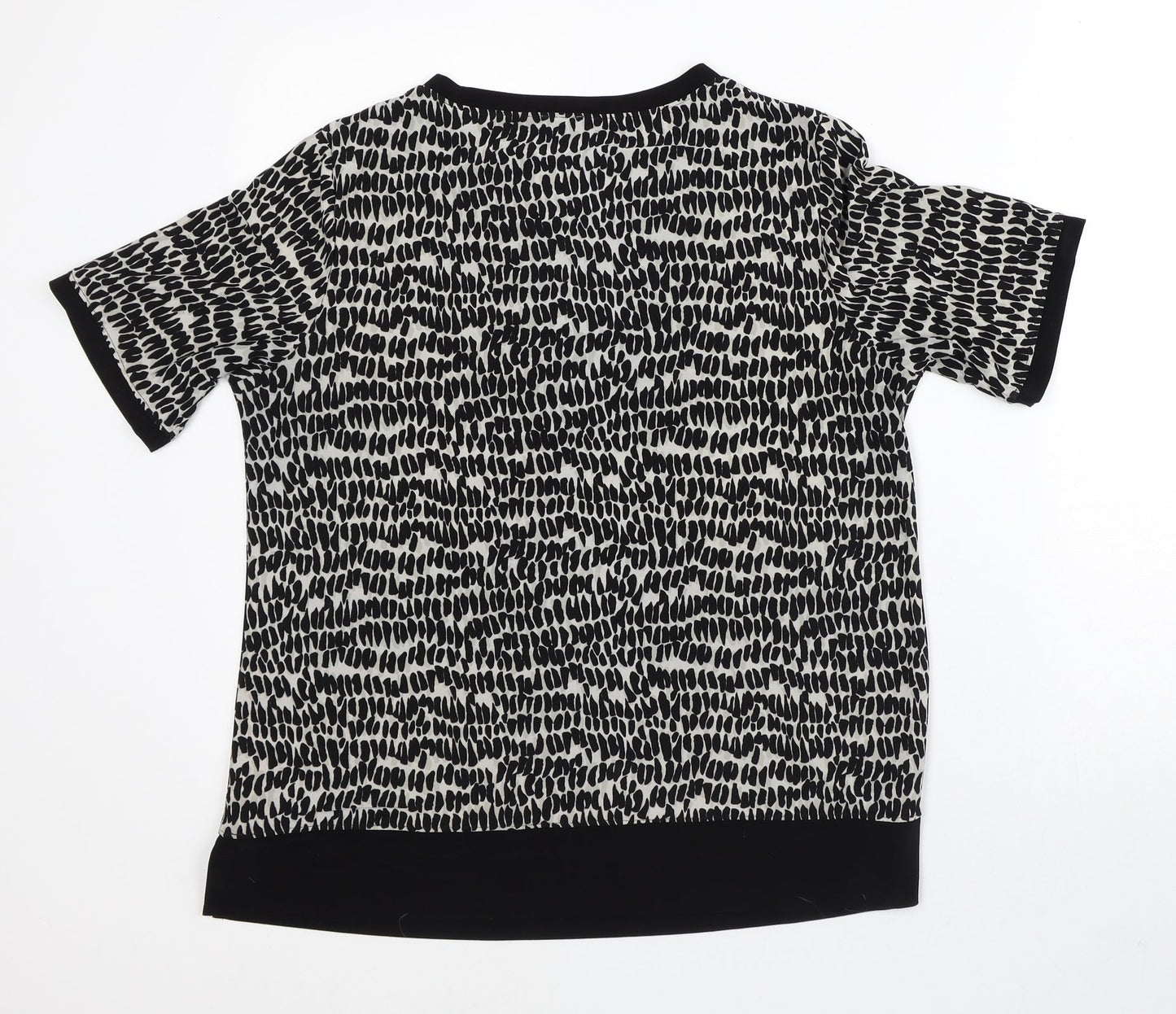 Anne Klein Womens Grey Geometric Polyester Basic T-Shirt Size M Round Neck