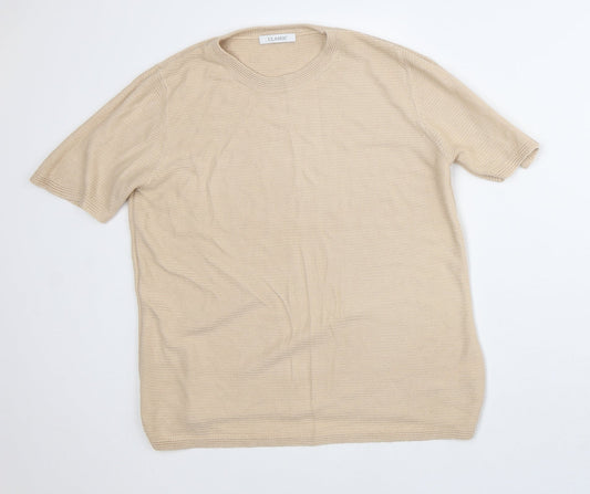 Marks and Spencer Womens Beige Acrylic Basic T-Shirt Size 10 Crew Neck