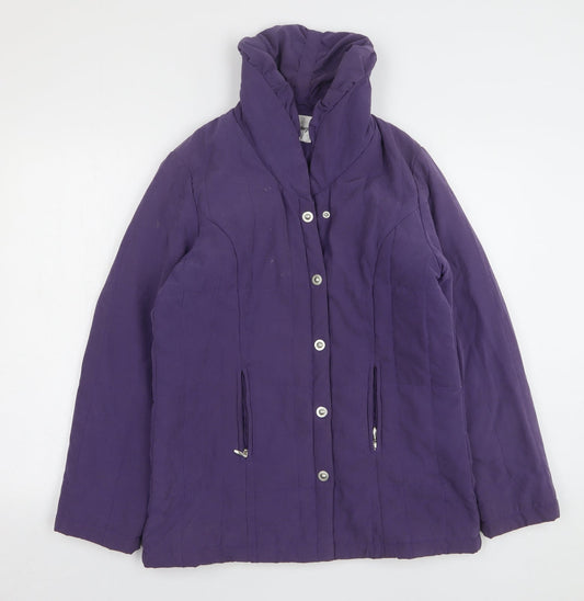 Elegance Womens Purple Overcoat Coat Size 10