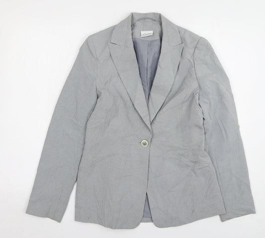 Look Womens Grey Polyester Jacket Blazer Size 10