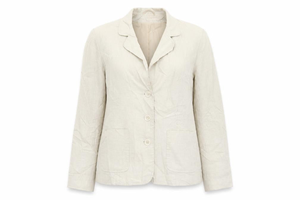 E-vie Womens Beige Ramie Jacket Suit Jacket Size 14