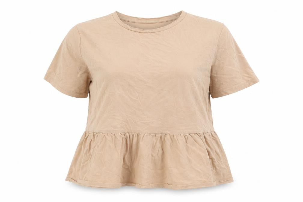 Pep&Co Womens Beige 100% Cotton Jersey T-Shirt Size 16 Round Neck