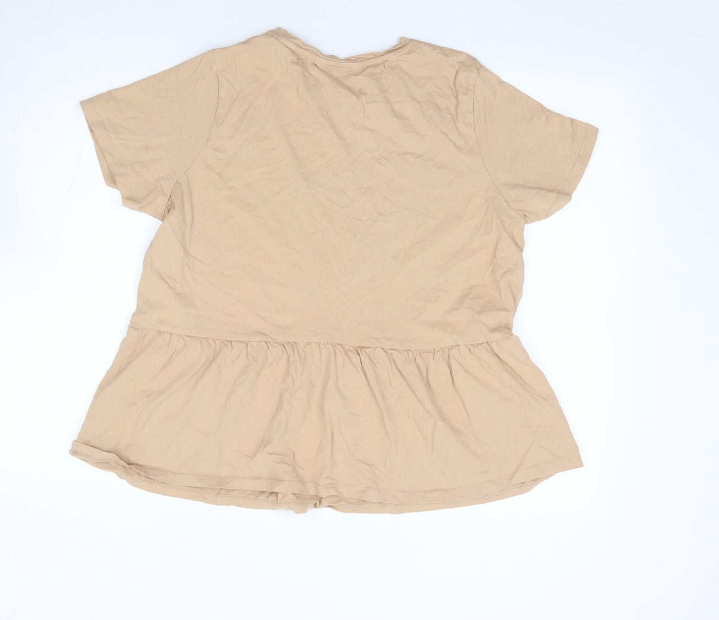 Pep & Co Womens Beige 100% Cotton Jersey T-Shirt Size 16 Round Neck