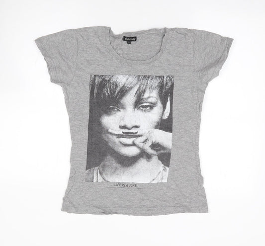 Chemistry Womens Grey 100% Cotton Jersey T-Shirt Size L Crew Neck