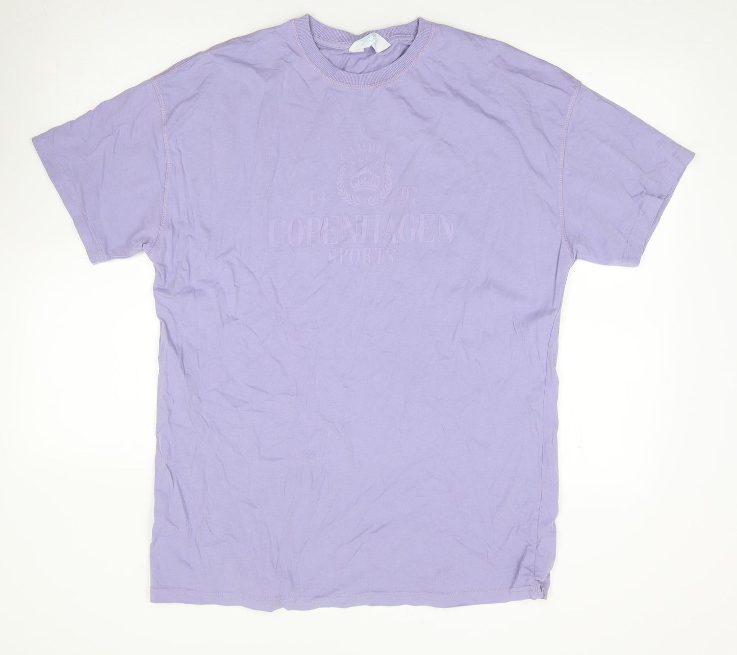 Primark Womens Purple 100% Cotton Tunic T-Shirt Size S Crew Neck