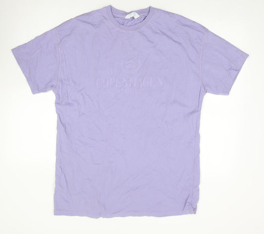 Primark Womens Purple 100% Cotton Tunic T-Shirt Size S Crew Neck