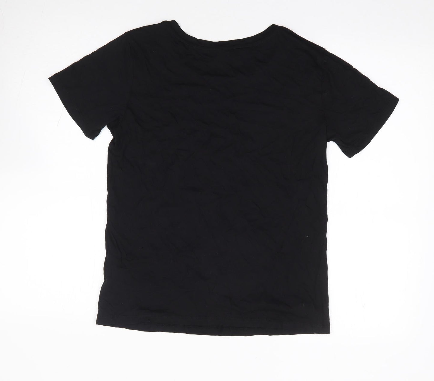 New Look Womens Black Modal Jersey T-Shirt Size 10 Round Neck