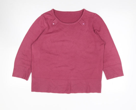 Preworn Womens Pink Round Neck Acrylic Pullover Jumper Size L