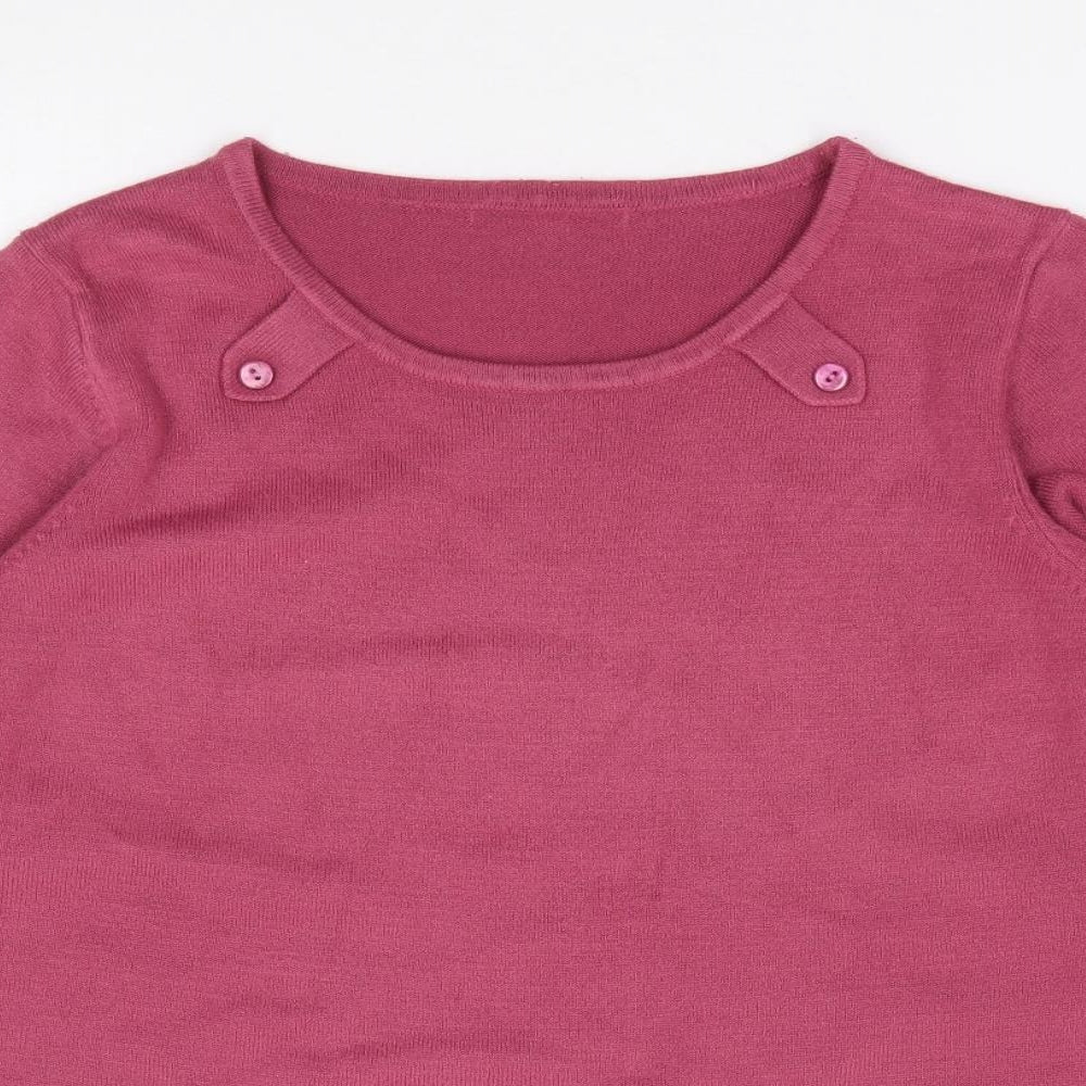 Preworn Womens Pink Round Neck Acrylic Pullover Jumper Size L
