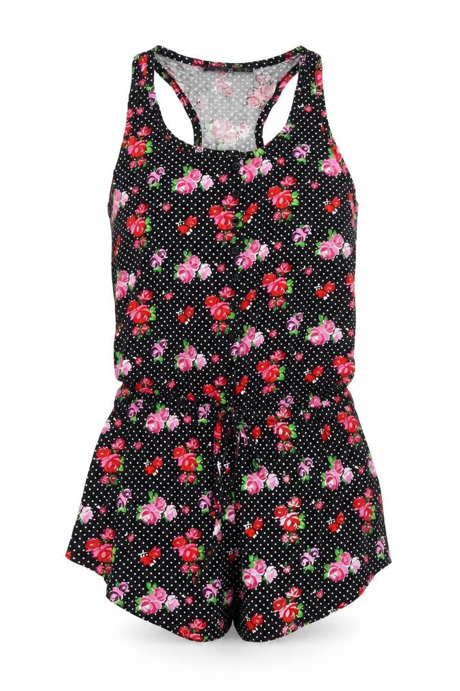 Primark Womens Multicoloured Floral Viscose Romper One-Piece Size 10 Button