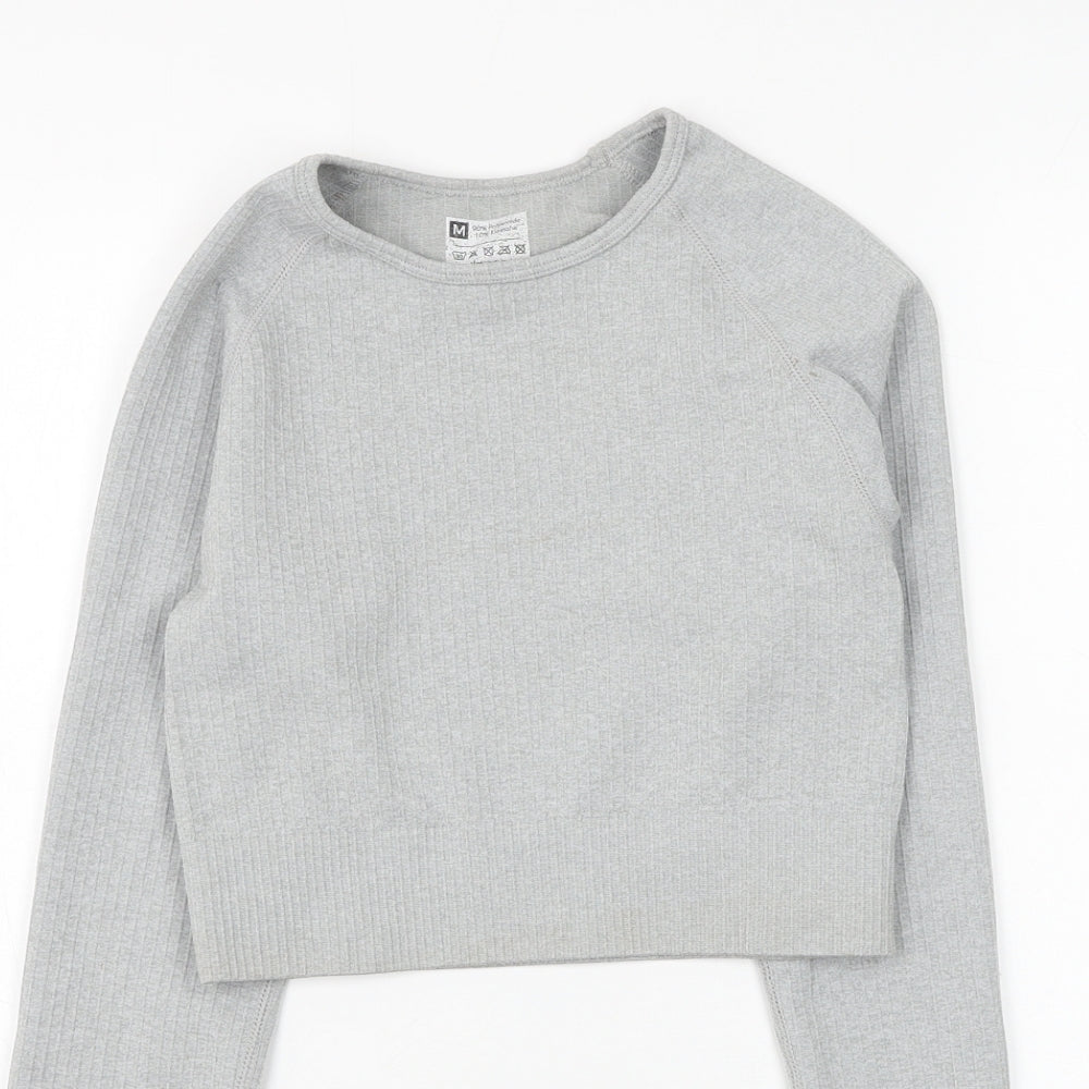 Preworn Womens Grey Polyamide Basic T-Shirt Size M Round Neck Pullover