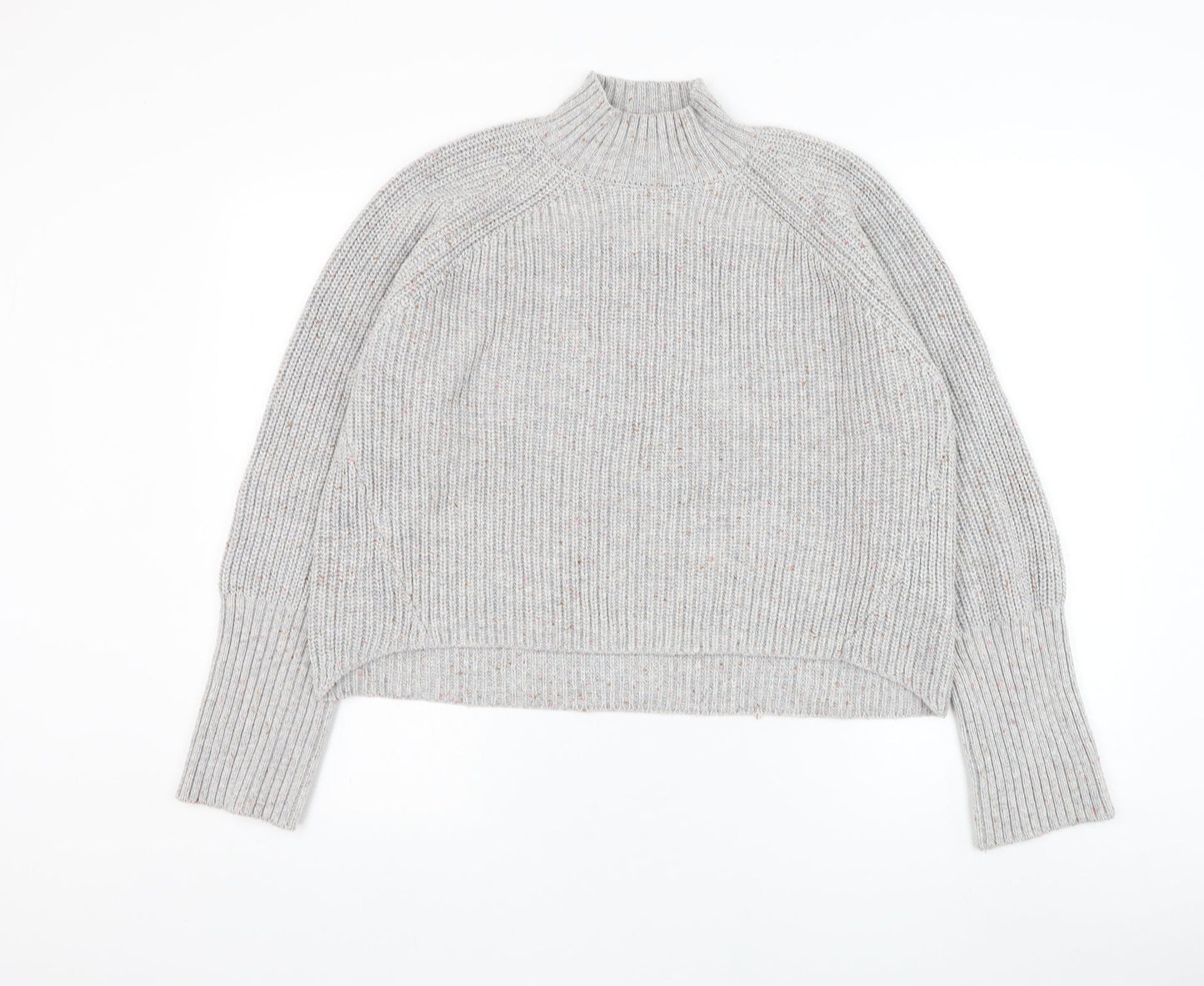 NEXT Womens Grey Mock Neck Acrylic Pullover Jumper Size M