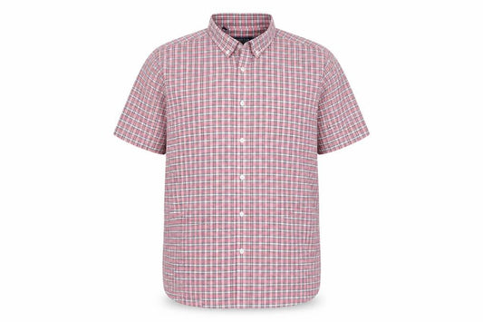 Premier Man Mens Pink Check Polyester Button-Up Size L Collared Button