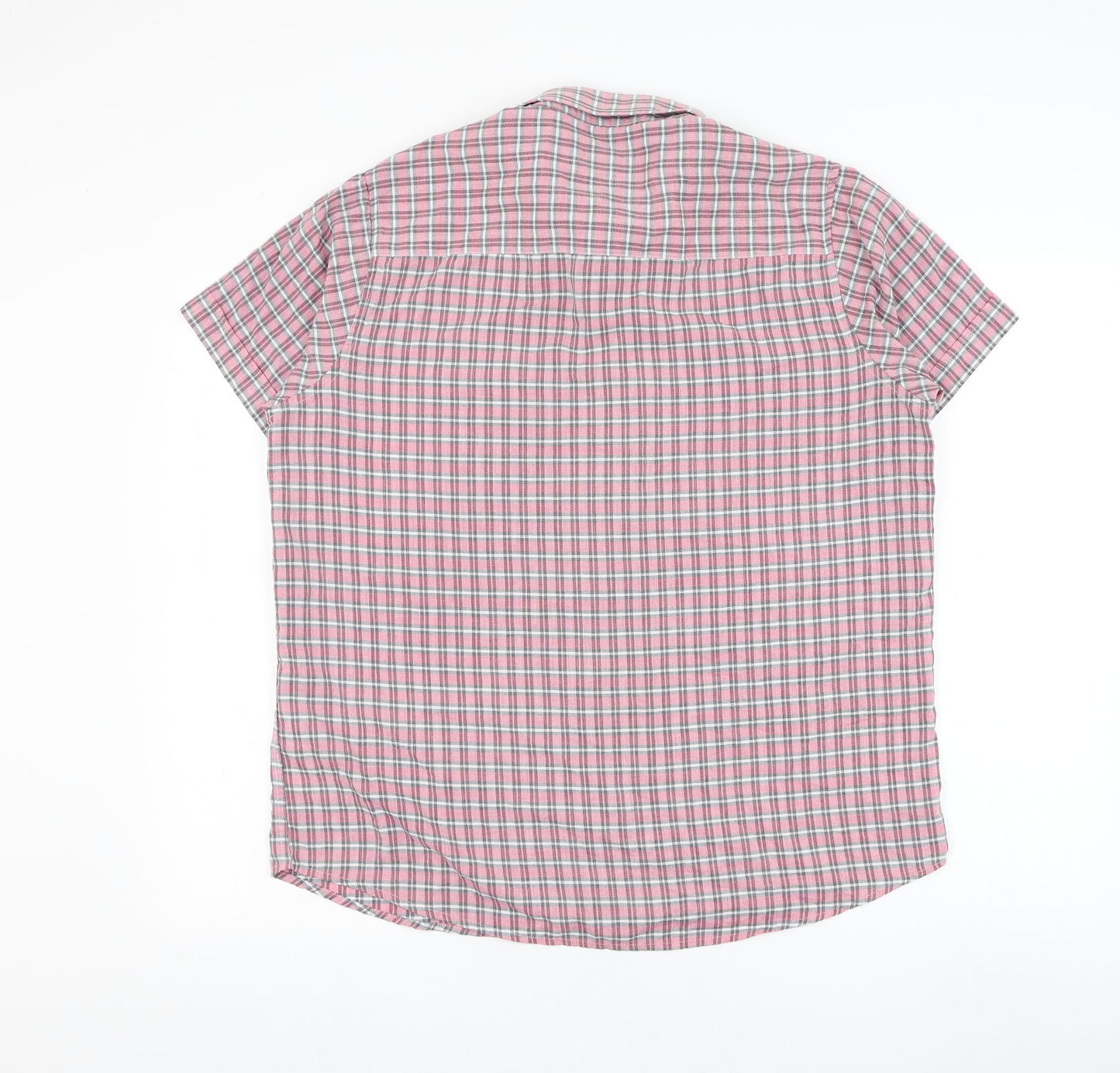 Premier Man Mens Pink Check Polyester Button-Up Size L Collared Button