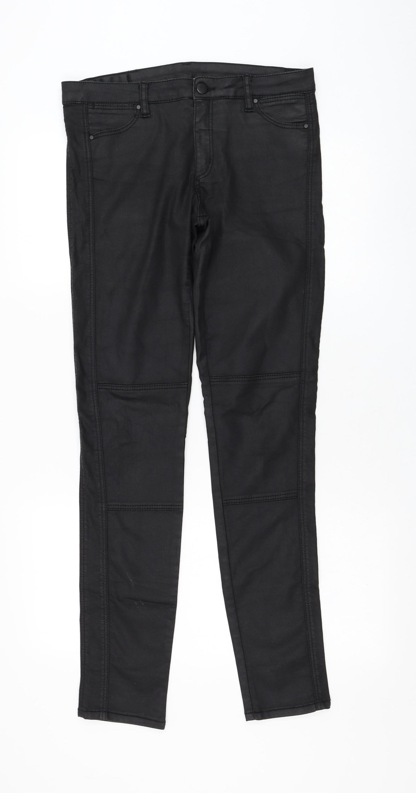Preworn Womens Black Polyester Trousers Size 32 in L31 in Regular
