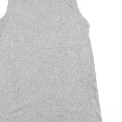Next Womens Silver Mock Neck Viscose Pullover Jumper Size 14