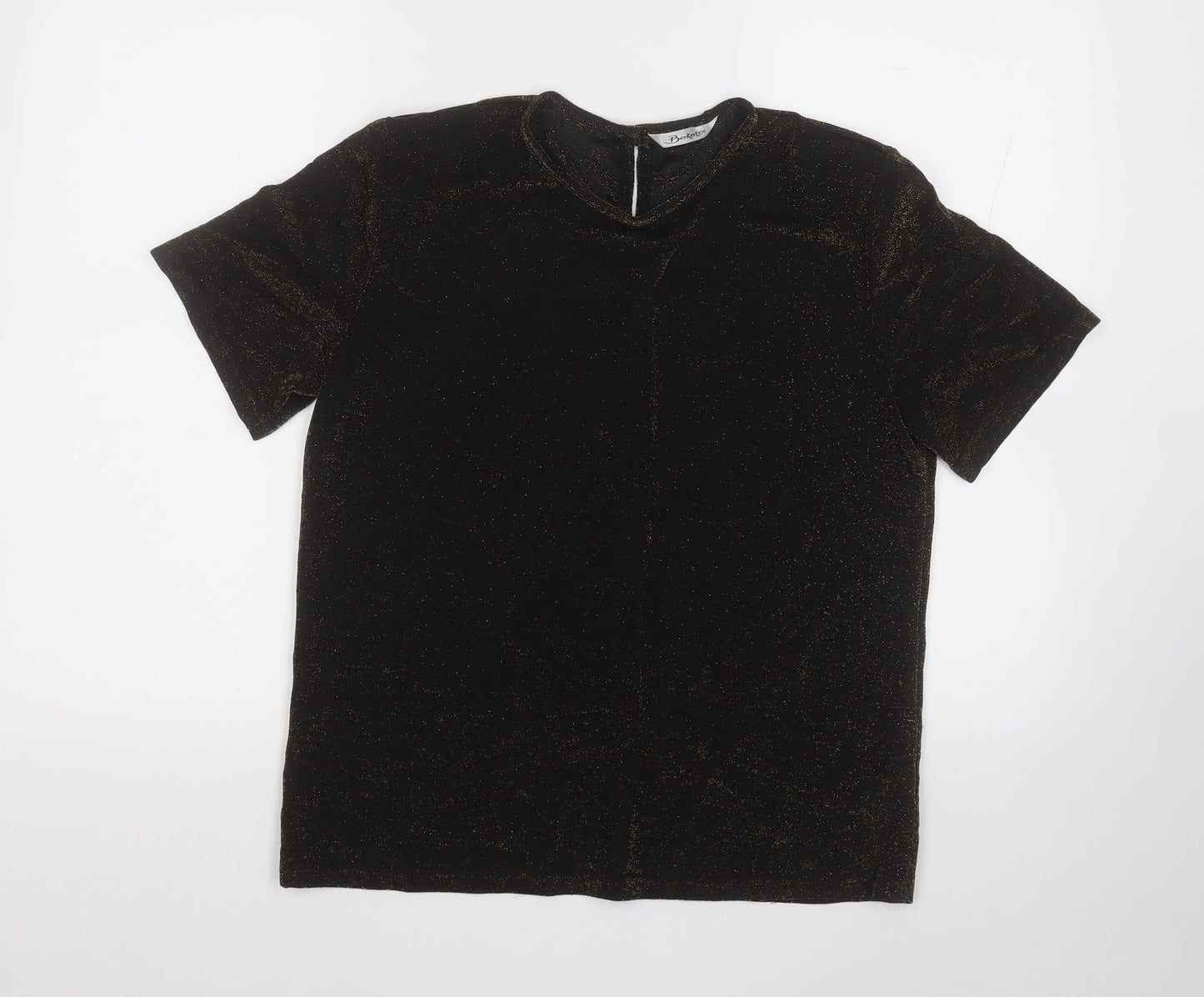 Berkertex Womens Black Nylon Basic T-Shirt Size 12 Round Neck