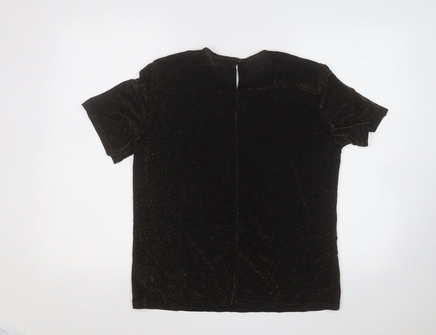 Berkertex Womens Black Nylon Basic T-Shirt Size 12 Round Neck