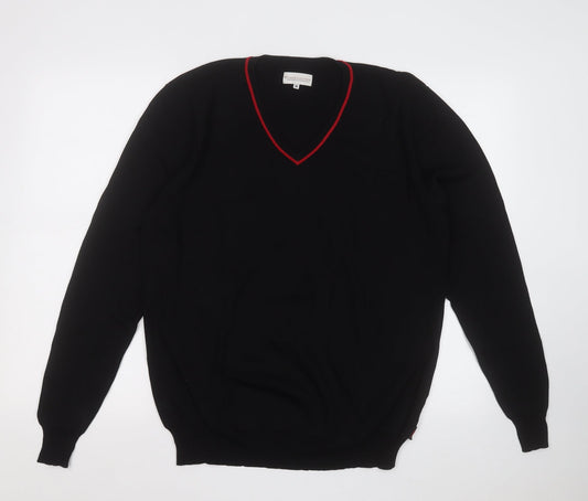 dimentions Mens Black V-Neck Acrylic Pullover Jumper Size M