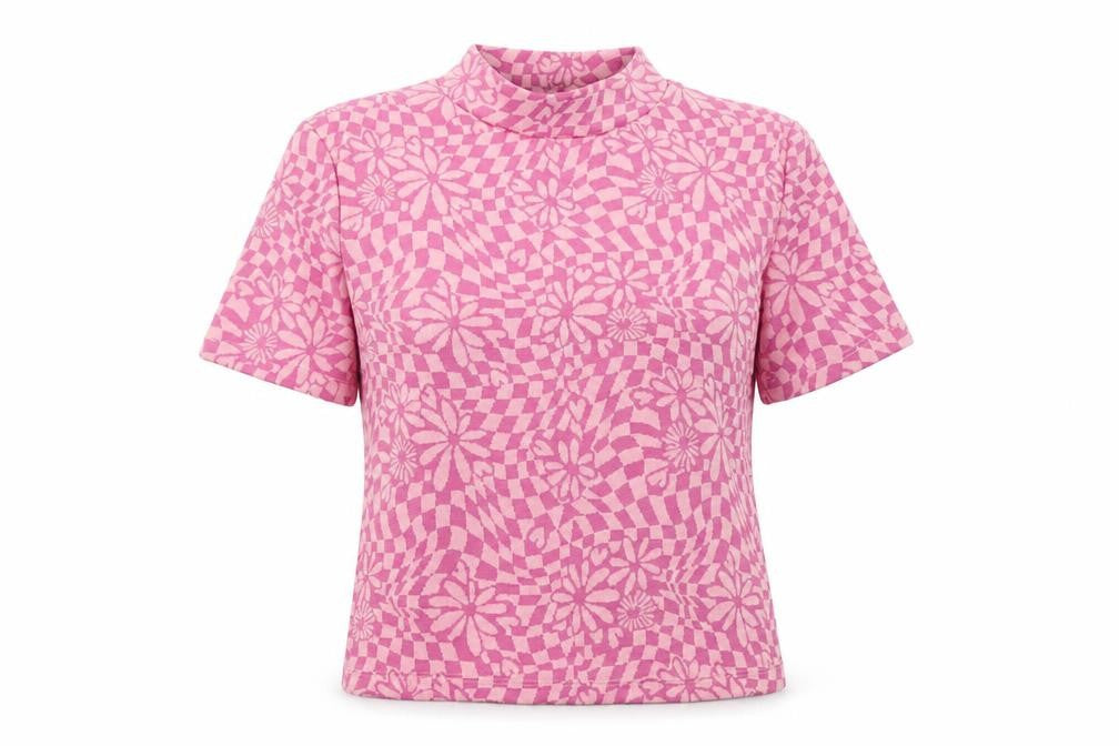 Primark Womens Pink Round Neck Geometric Polyester Pullover Jumper Size 12