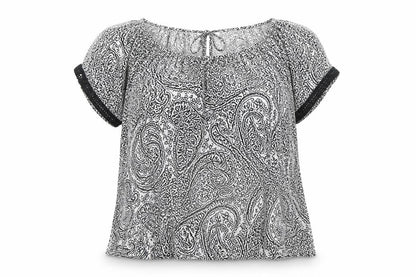 Rockmans Womens White Geometric Viscose Basic Blouse Size 14 Round Neck