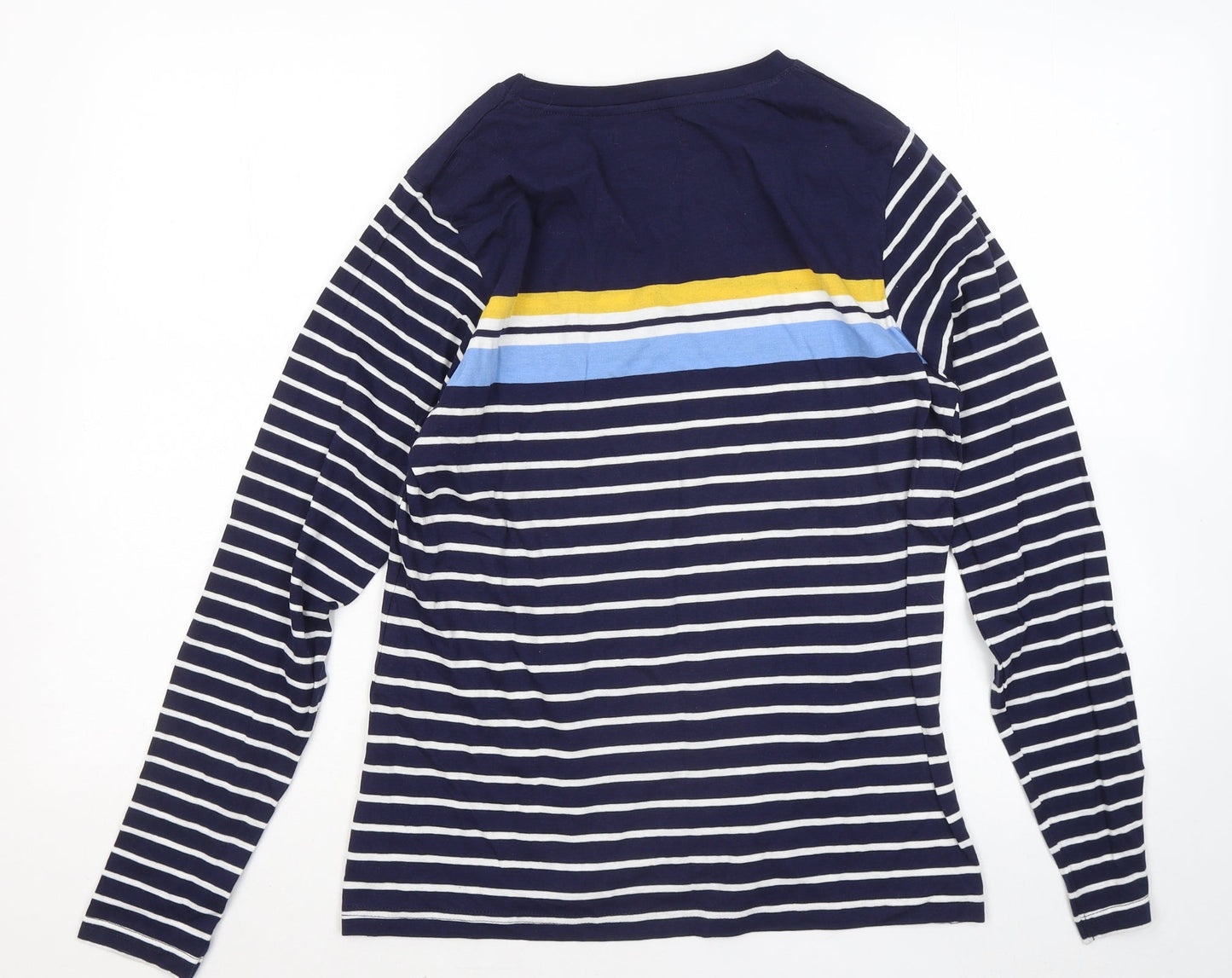 Studio Womens Blue Round Neck Striped Cotton Pullover Jumper Size 12