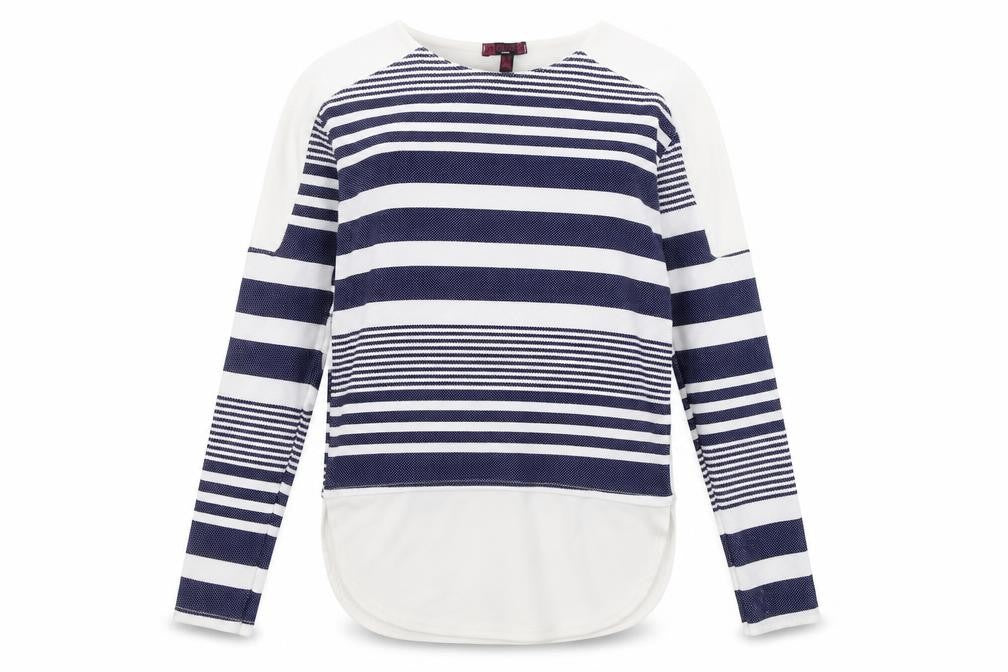 Missi London Womens Blue Round Neck Striped Polyester Pullover Jumper Size 10