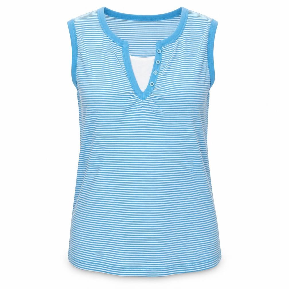 Avenue Womens Blue Round Neck Striped Polyester Vest Jumper Size L