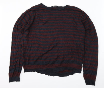 Cedarwood State Womens Multicoloured Round Neck Striped Acrylic Pullover Jumper Size XL