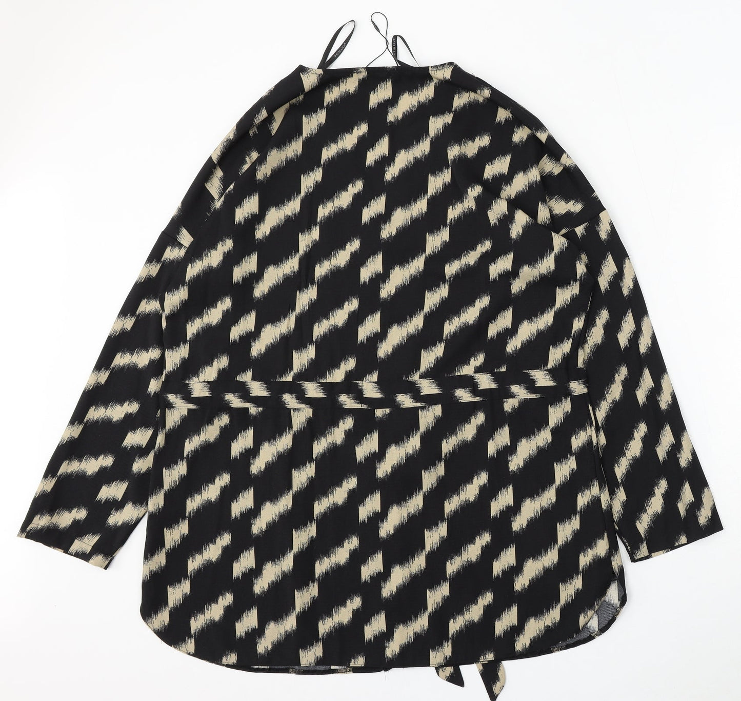 Primark Womens Black V-Neck Geometric Polyester Pullover Jumper Size 16