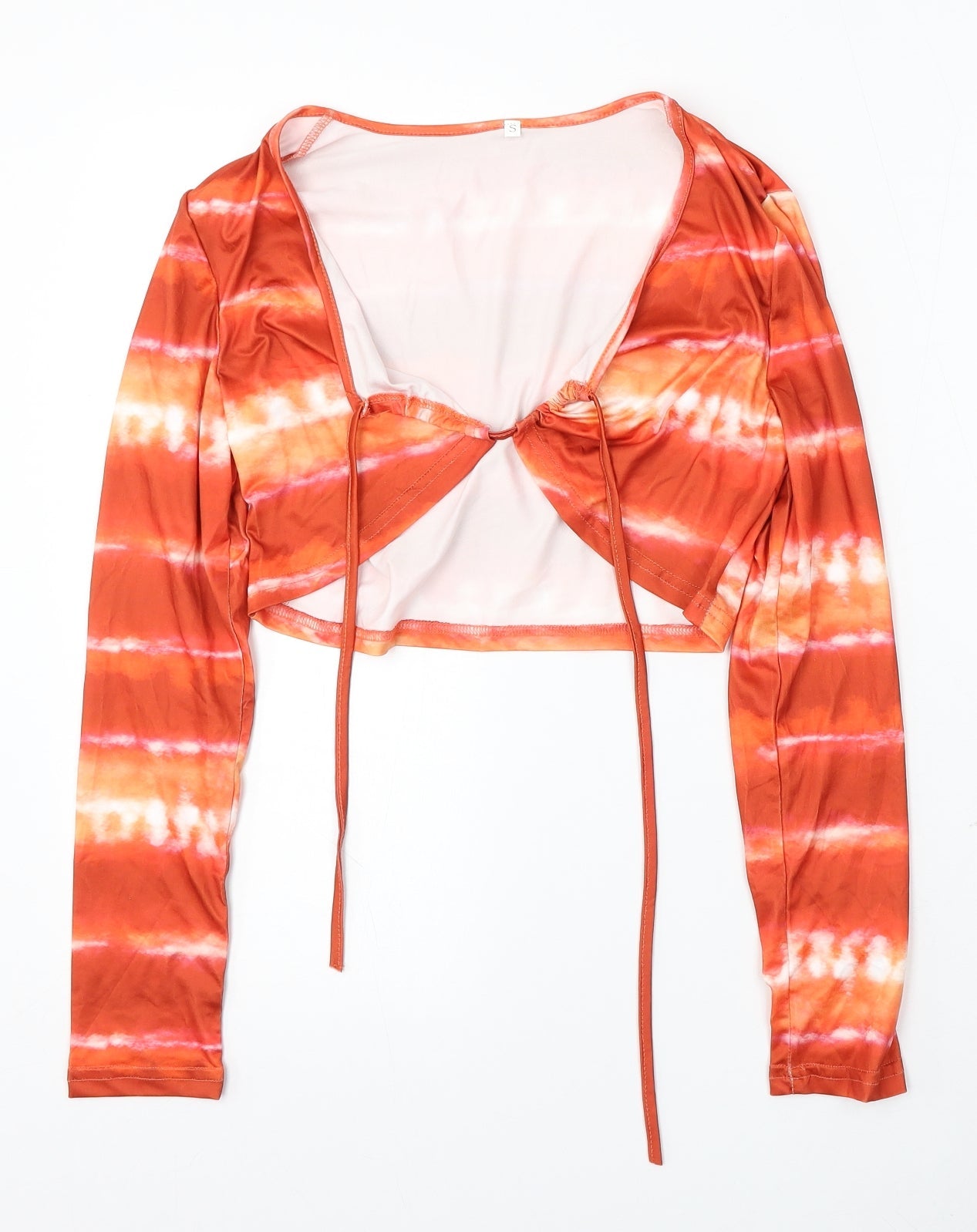 Preworn Womens Orange Geometric Polyester Camisole Blouse Size S V-Neck